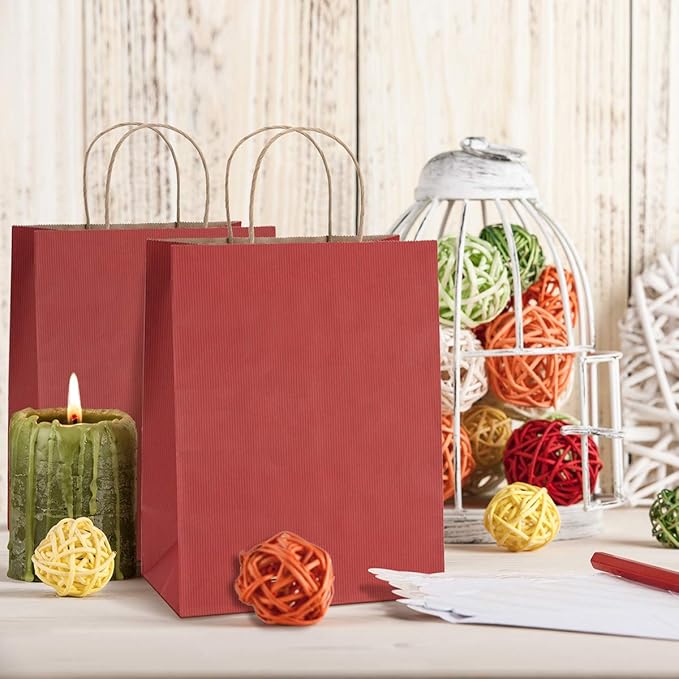 BagDream Gift Bags 8x4.25x10.5 50Pcs Red Kraft Paper Bags - Image 4