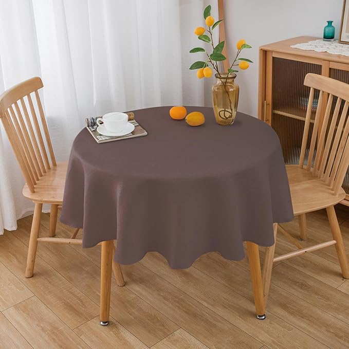 NLMUVW Brown Linen Tablecloth Round Tables, Small Chocolate Table Cloth by NLMUVW