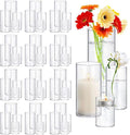 48 Pack Thick Glass Cylinder Vases 4, 12 Inch Tall Clear Flower Vase Hurricane by Homjoy