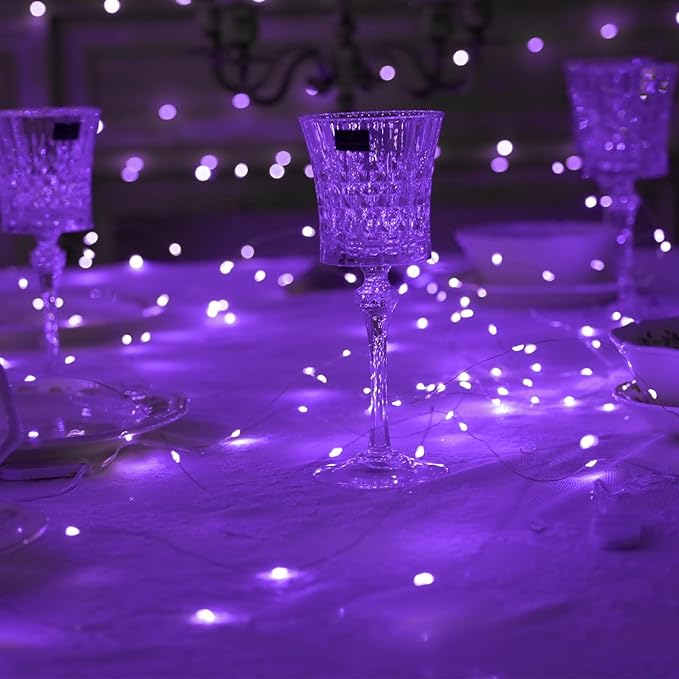 HXWEIYE 6 Pack Purple Fairy Lights Battery Operated, 7ft 20LED Mini Fairy - Image 6