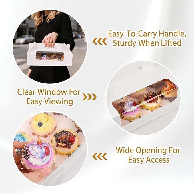 White Cupcake Boxes 12 Count, and Inserts – Holds 360 Standard Cupcakes - Image 4