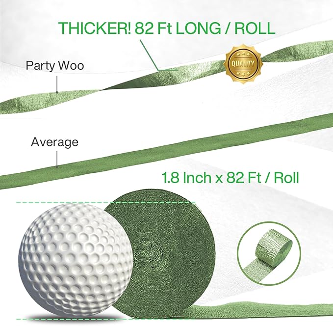 PartyWoo Crepe Paper Streamers 4 Rolls 328ft, Pack of Crepe Paper Kiwi Green - Image 3