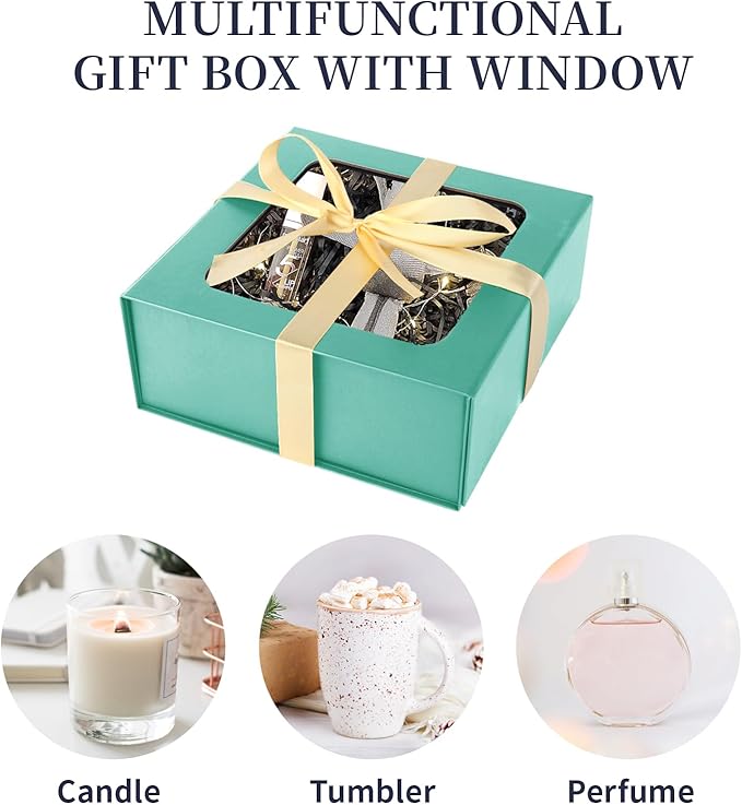 Light Green Gift Boxes with Window, 7.5"x7.5"x3.1" Bridesmaid Boxe - Image 3