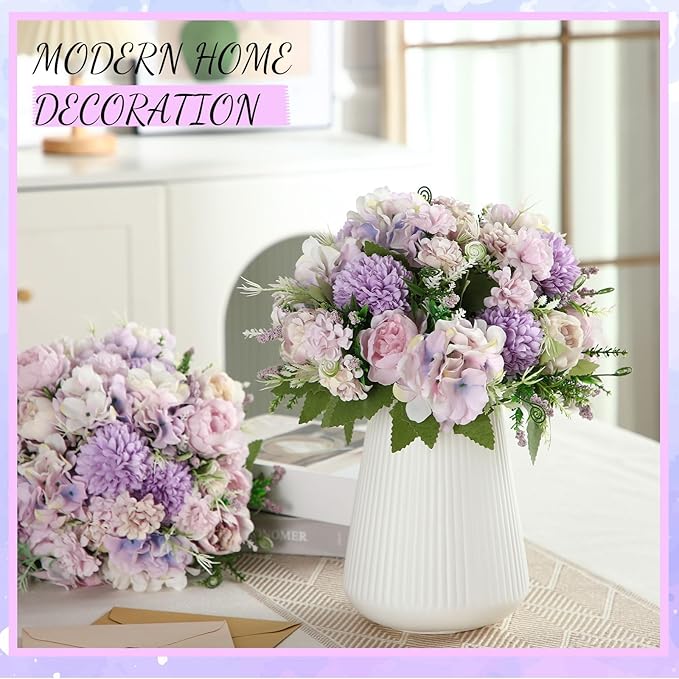 Tigeen Artificial Flowers Artificial Peonies Silk Flowers Faux Peony Fake Peony - Image 4