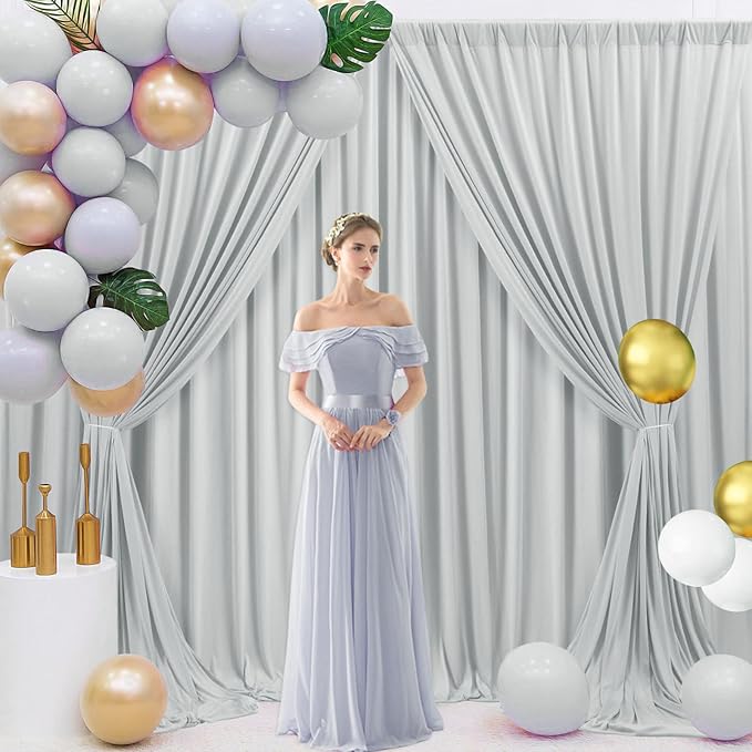 10 x 7 Feet Silver Backdrop Curtain - Image 4