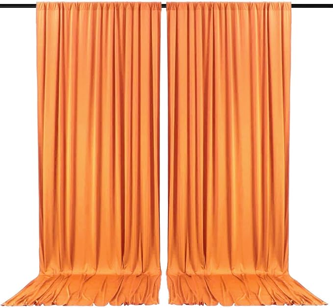 2 Panels Orange Backdrop Curtain, 10 x 7 Feet Background Curtains by Zankubom