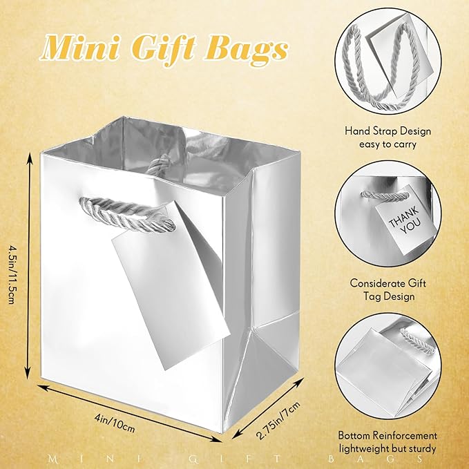 Sherr 100 Pack Mini Gift Bags Bulk, 4 x 2.75 x 4.5 Inches Paper Bags - Image 3