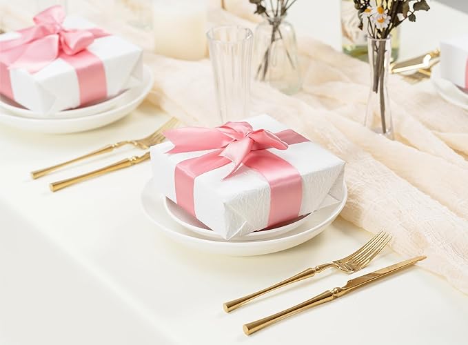 Pink Satin Ribbon 1-1/2 Inch x 50 Yards Double-Faced Valentines Ribbons - Image 5