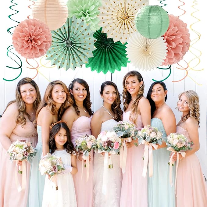 Sage-Olive Green Pink-Beige Boho Party-Decorations - Image 7