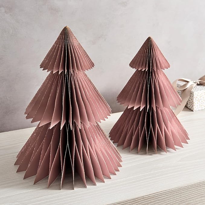 LampLust Pink Tree, 2 Pack Honeycomb Paper Trees 10 & 12 Inch, Winter - Image 8