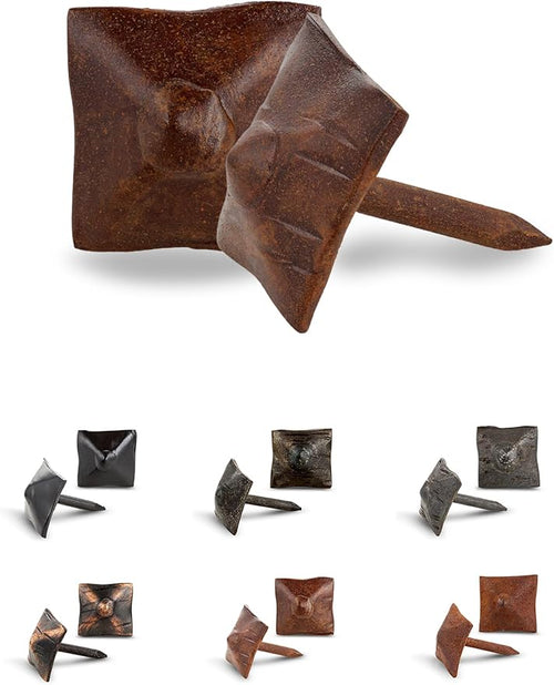 100 Pack 0.75" Square Head Iron Clavos Decorative Nails – Sealed Rusted – by BorderlandRusticHardware