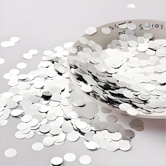Silver Round Foil Confetti Beautiful Metallic Table Confetti Glitter - Image 3