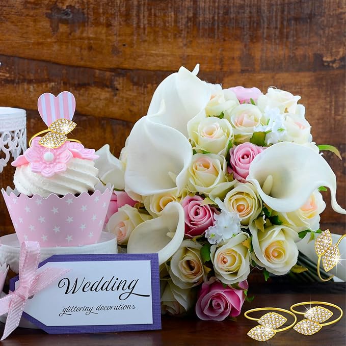 Hotop 500 Pcs Napkin Rings Gold Table Decorations, Elegant Bling Leaves Napkin - Image 7