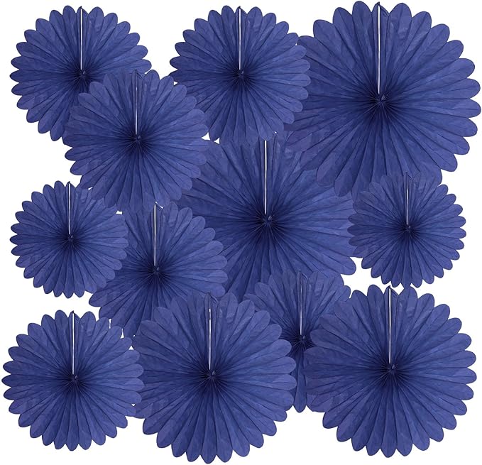 20 Pcs Blue Hanging Paper Fan, Hanging Honeycomb Round Paper Fans by Zankubom