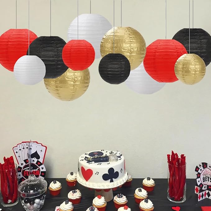Black Red White Paper Lanterns Decorative 12pcs Party Hanging Decorations - Image 8