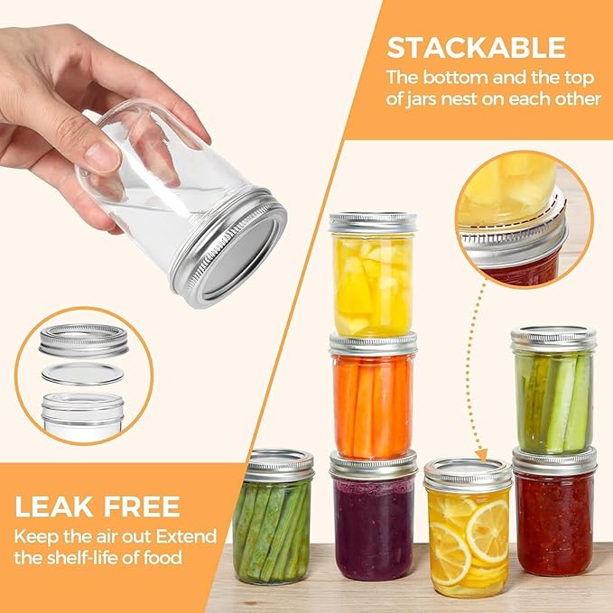 ComSaf Small Mason Jars 8 oz, 8 ounce Glass Jar - Image 3