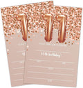 11th Birthday Invitation Cards, Rose Gold Glitter 11th Birthday Party Invites by LWBEO