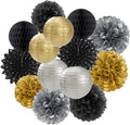 Black Gold Silver Party-Decorations Streamers-Lanterns by OURUOLA