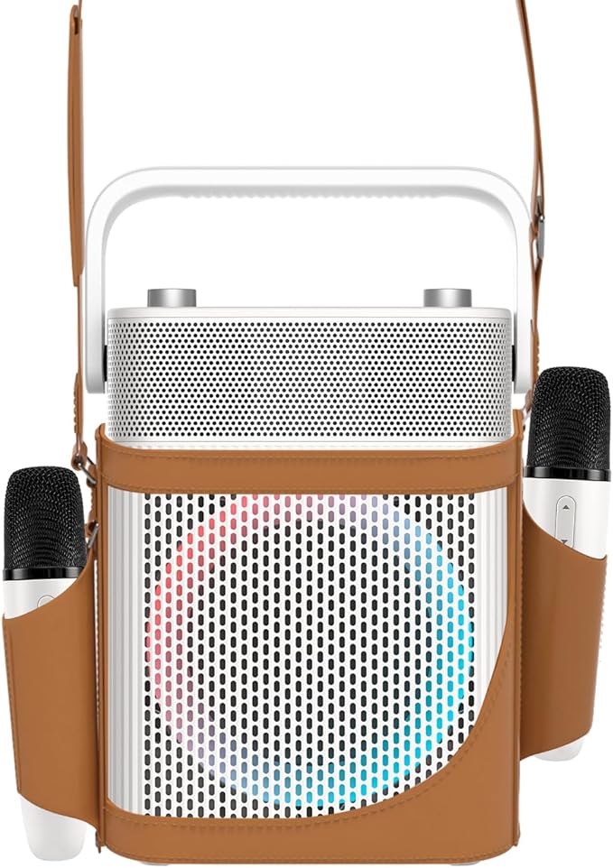 Karaoke Machine with 2 UHF Wireless Microphones with Leather Bag, IPX4 by PUREMIC