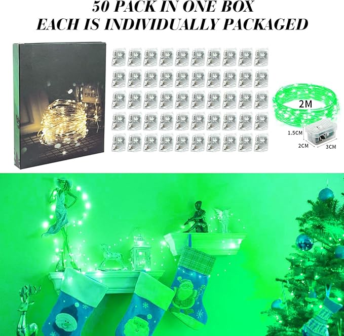 ZGWJ 50 Pack Fairy Lights Battery Operated, 7ft 20 Mini LED Fairy String Lights - Image 6