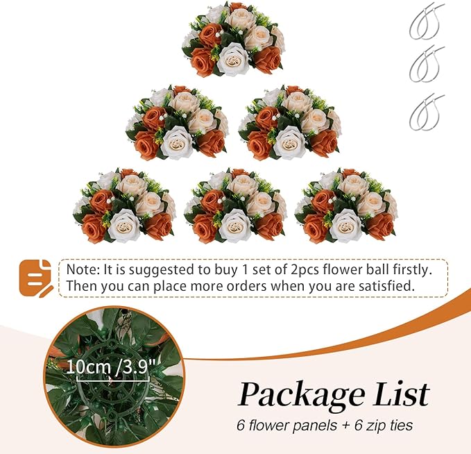 BLOSMON Terracotta Flowers for Wedding Centerpieces: 6 Pcs Fake Rose Kissing - Image 6