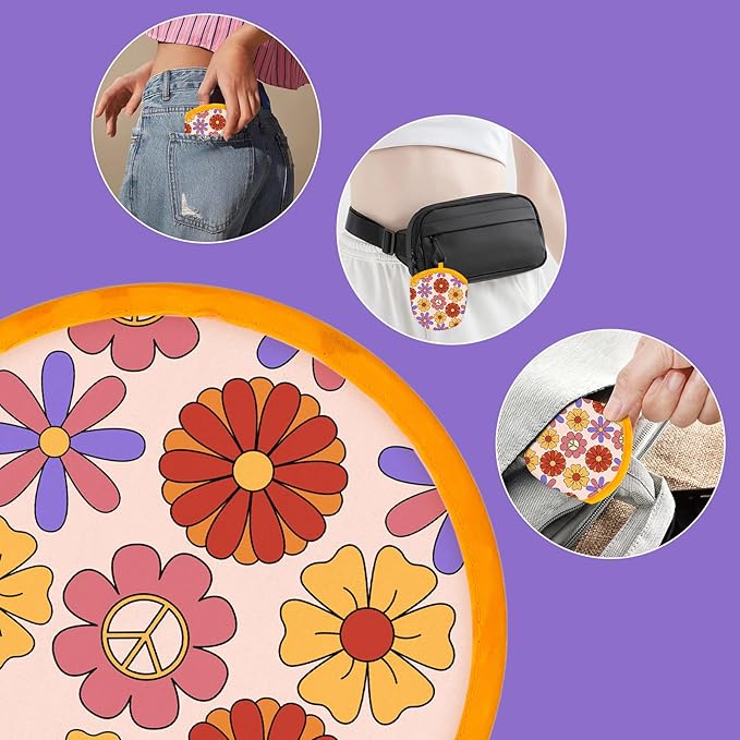 4 Styles Retro Hippie Round Foldable Hand Fan Japanese Foldable Fan Style - Image 3