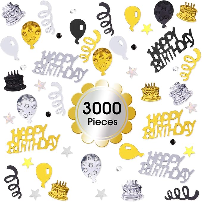 WILLBOND 3000 Pieces Happy Birthday Confetti Birthday Party Cake Confetti - Image 4