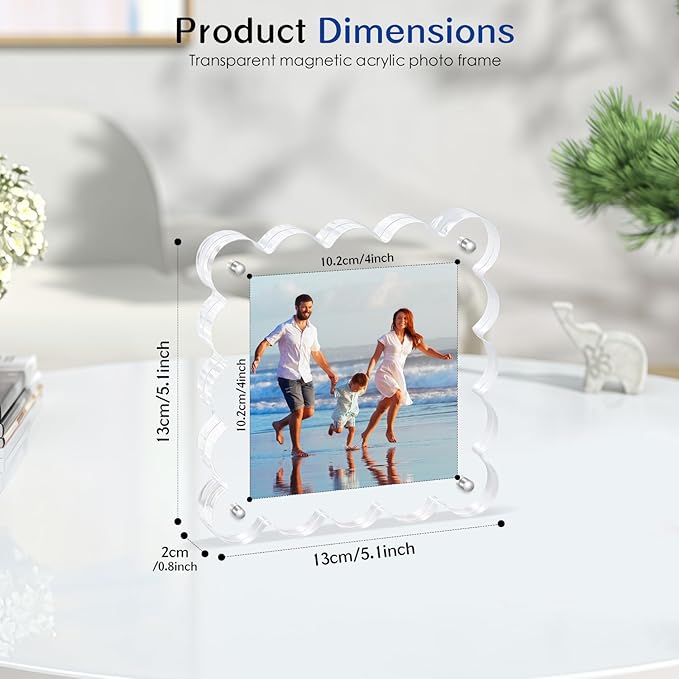 Acrylic Magnetic Picture Frames 4x4-2Pack Clear Freestanding Photo - Image 3