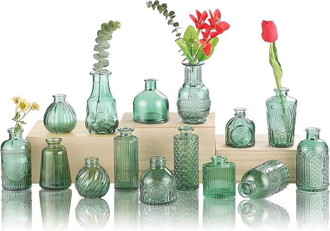 Bud Vases in Bulk 15 Pcs, Small Glass Vases by earthgadgets