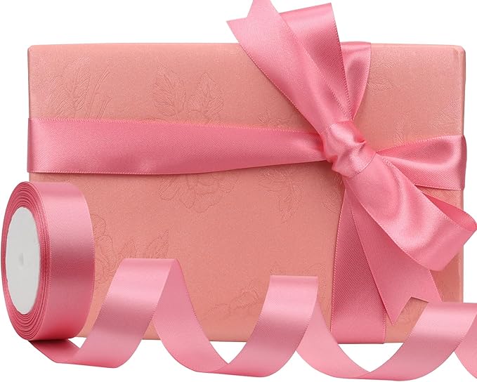 Rose Gold Solid Satin Ribbon 1 Inch 25 Yards Solid Polyester Fabric Ribbon - Image 5