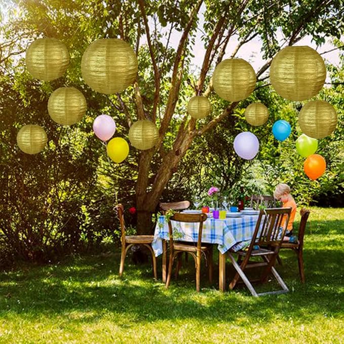 BEISHIDA Gold Round Paper Lanterns Decorative Hanging Chinese Japanese Paper - Image 4