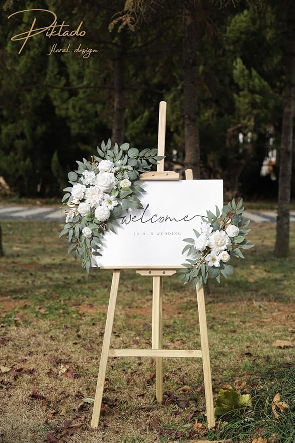Faux Flower Swag Set of 2 for Wedding Welcome Signs Floral Swag Wedding - Image 6