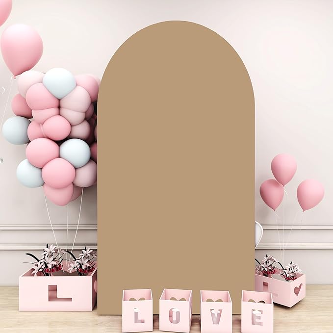 Khaki Wedding Arch Cover 6FT Spandex Arches Cover Brown Round Top Chiara by SOMUAUY