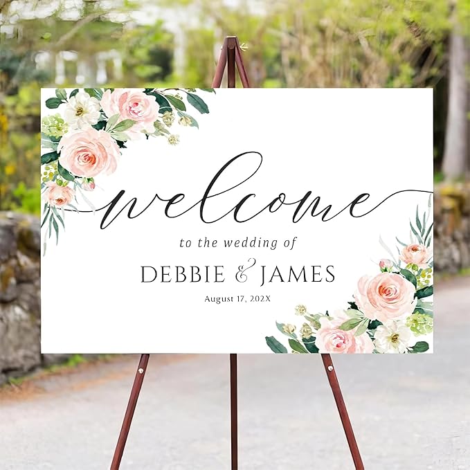 Personalized Wedding Welcome Sign, Welcome To Our Wedding Sign, Blush Pink - Image 4