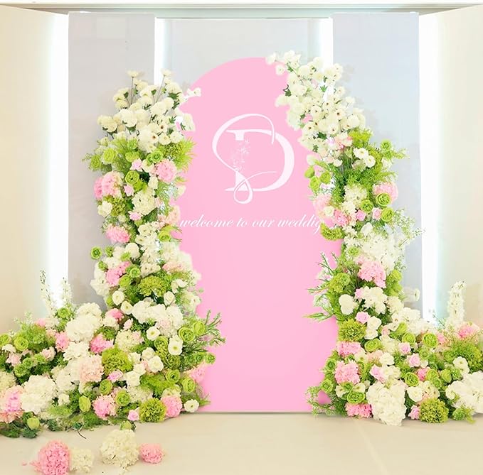 LEBENGURU Upgraded 6FT Wedding Arch Cover, Light Pink Spandex Fitted Arch - Image 2