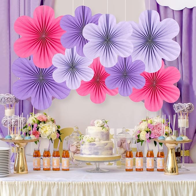 Paper Flowers Decorations for Wall Purple Paper Fans Classroom Decoration - Image 5