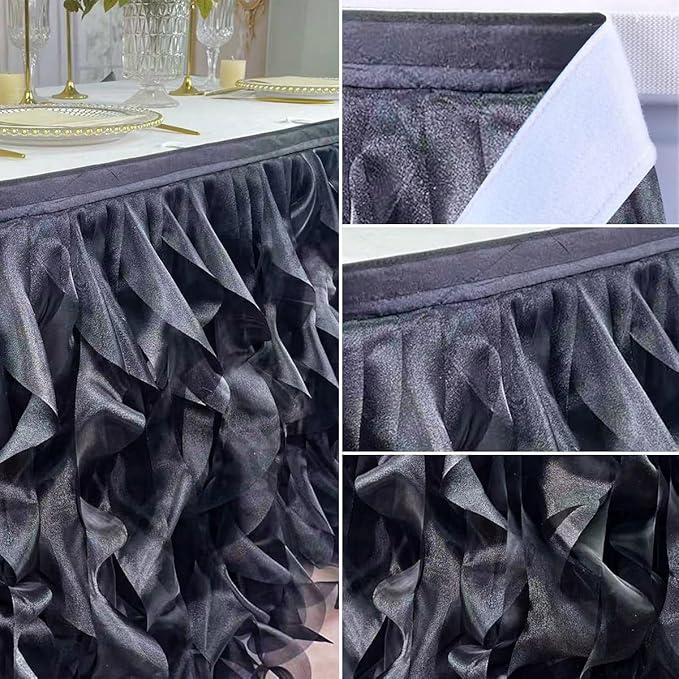 Luxury Organza Mesh Table Skirt Draping Floating Romance - Image 6