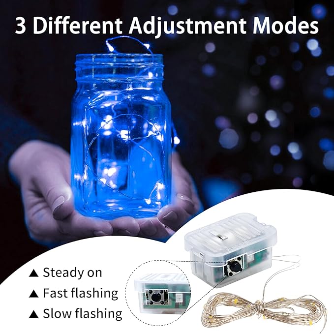 12 Pack Blue Fairy Lights 7Ft 20 LED Twinkle String Lights 3 Modes Battery - Image 4