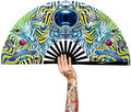 13" Large Rave Fan Bamboo, Folding Clack Hand Fans Foldable by Raveahem