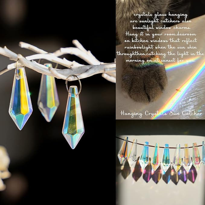 50pcs 38mm Suncatcher Crystal Icicle Prisms Pendant, Icicle Chandelier Crystals - Image 4