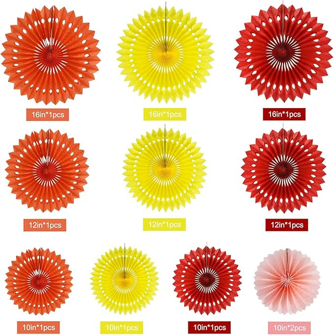 BEISHIDA Fall Orange Hanging Honeycomb Round Paper Fans Decoration Set - Image 2