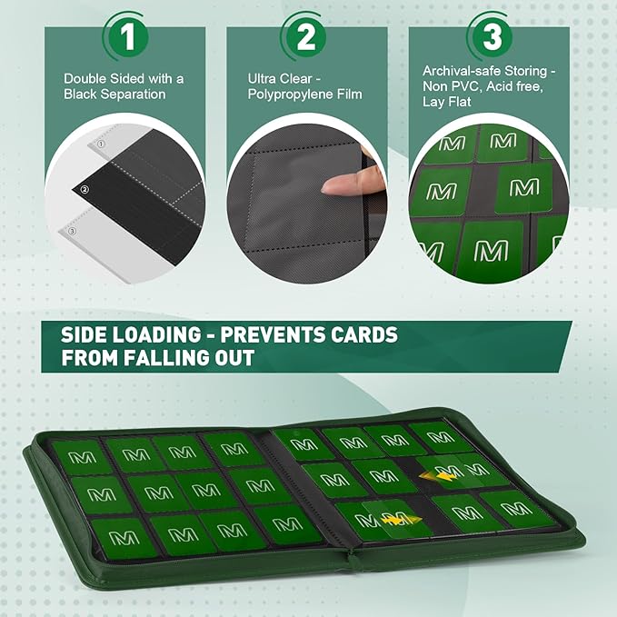 Premium Card Binder 12 Pocket for 720 Pockets Trading Card Binder, PU Zipper - Image 4