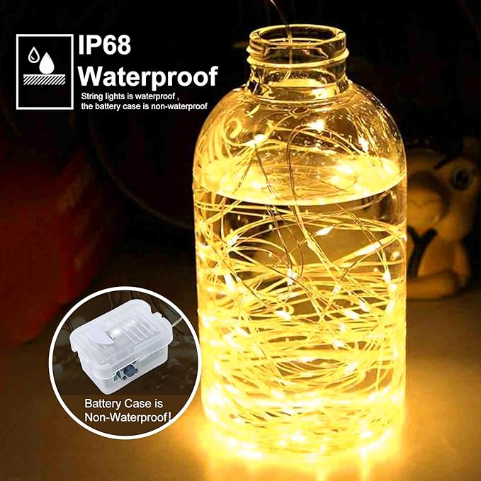 pozzolanas 8 Pack Warm White Battery Operated String Lights - 7ft Waterproof - Image 2