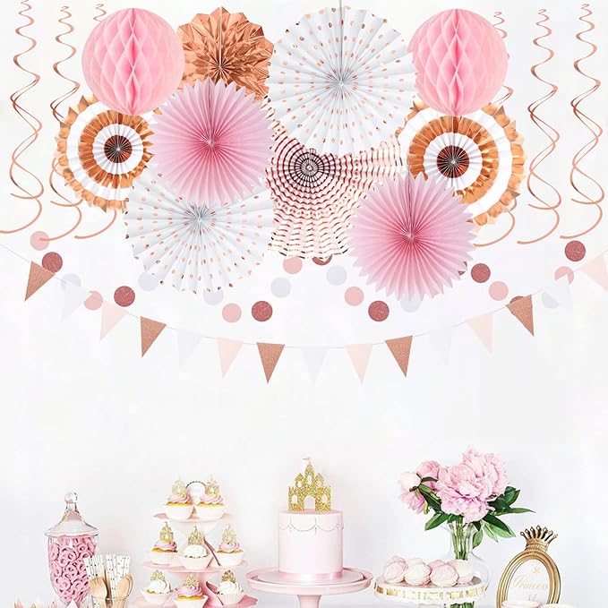 Rose-Gold Pink-White Graduation Party-Decorations - Image 6
