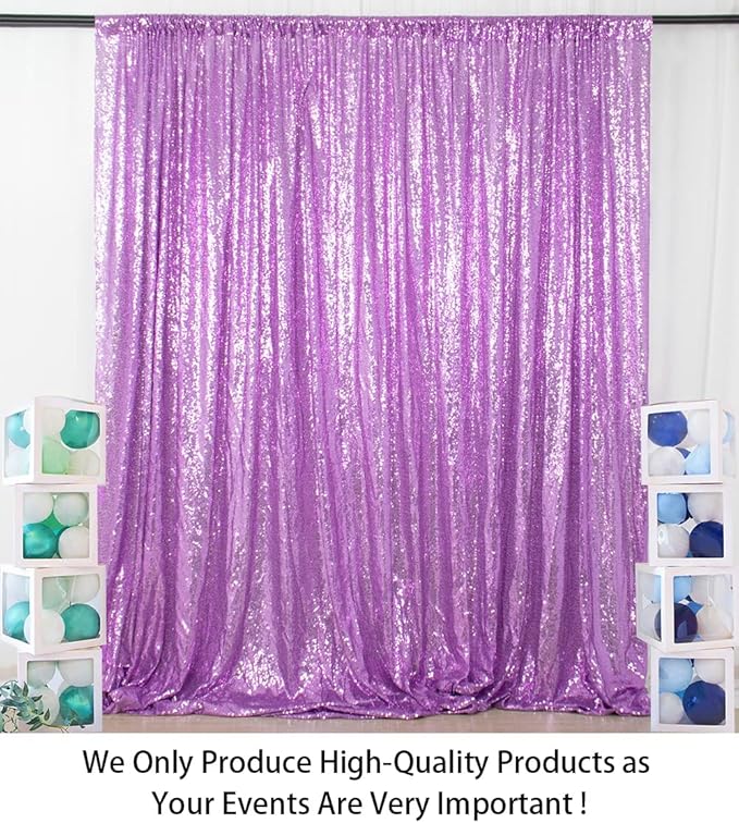 ShinyBeauty Lavender Sequin Backdrop Curtains 2 Panels 4x8FT Shimmer - Image 2