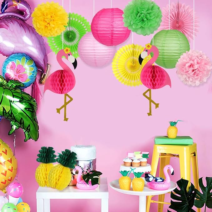 YUNXUAN Flamingo Party Supplies, Hawaiian Party Decorations Flamingo and - Image 5