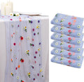 BINBE 6pcs Daisy Fall Table Runner Embroidery Gauze 10FT Florals Seasonal Tulle by BINBE