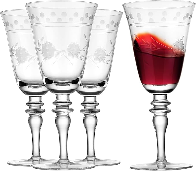 Premium Delight Wine Glasses Set of 4, 14.2 oz – Hand-Blown by RoyalroseLLC