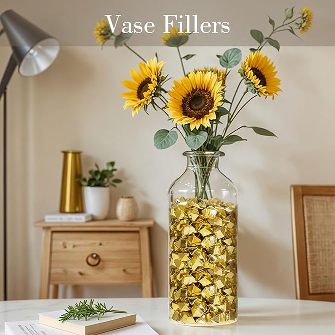 DomeStar 150PCS Fake Gold Ice, Acrylic Ice Fake Plastic Gold Nuggets Rocks Gems - Image 2