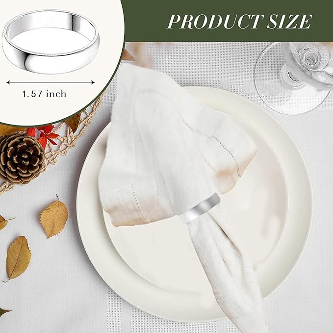 Silvery Napkin Rings-10 Pcs Stainless Steel Napkin Rings, Metal Napkin Ring - Image 2